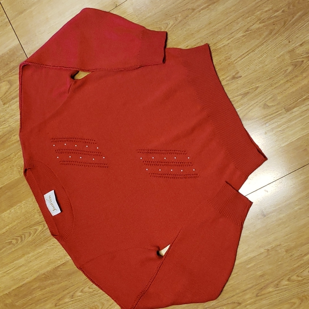 Vintage Jantzen true red beaded sweater sz large